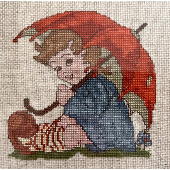 Completed‎ Hummel Counted Cross Stitch Framed Picture Double Matted glass 14x14 - Picture 2 of 8